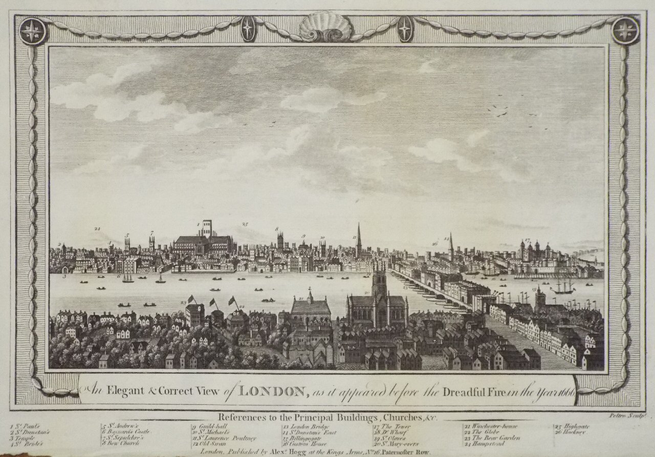 Print - An Elegant & Correct View of London, as it appeared before the Dreadful File in the Year 1666. - 